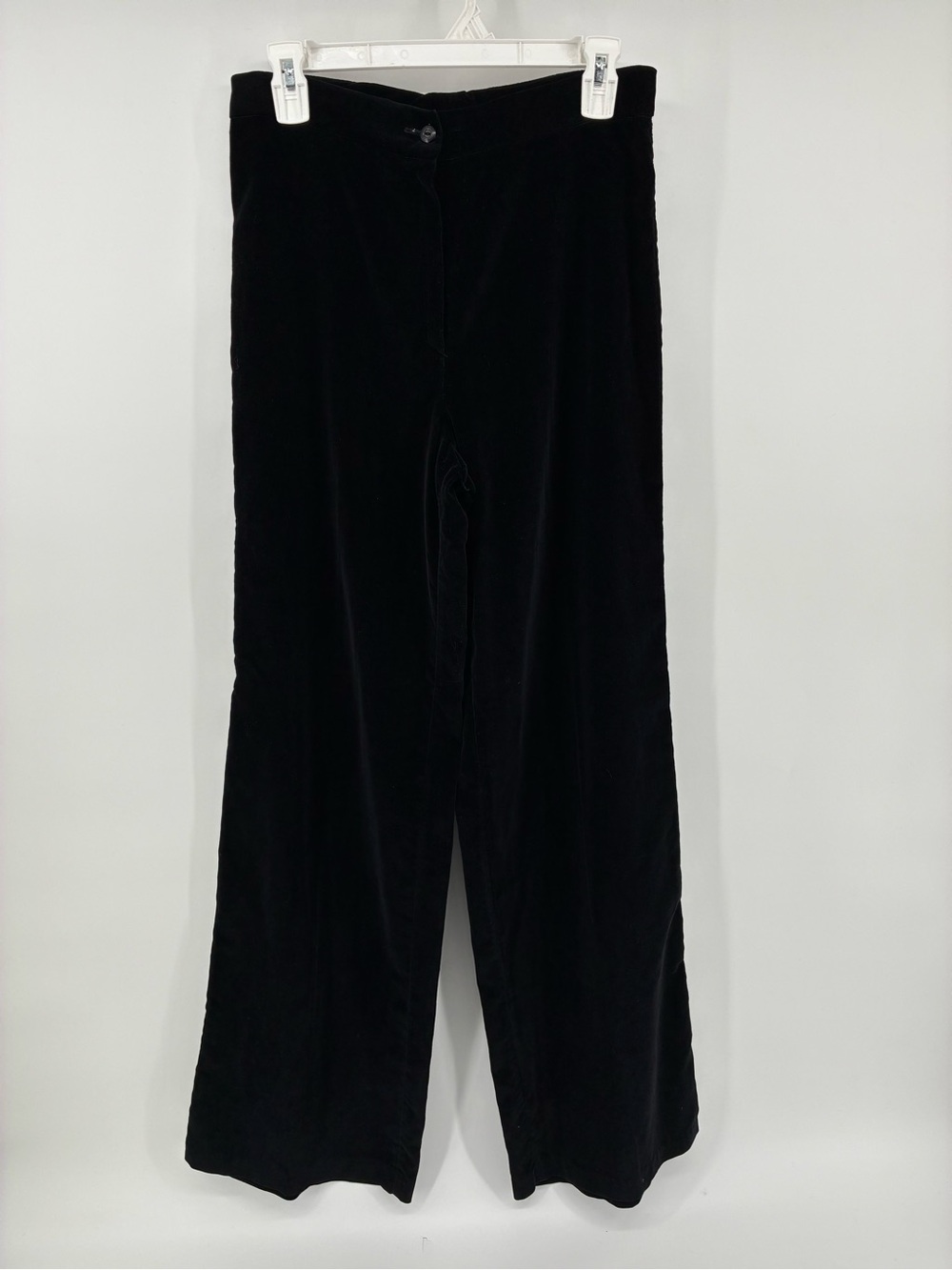 Vintage High Waist Black Wide-Leg Velour Pants